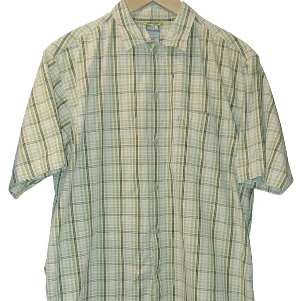 The North Face A5 Series Button Front Short Sleeve Plaid Yellow Green Off‎ White